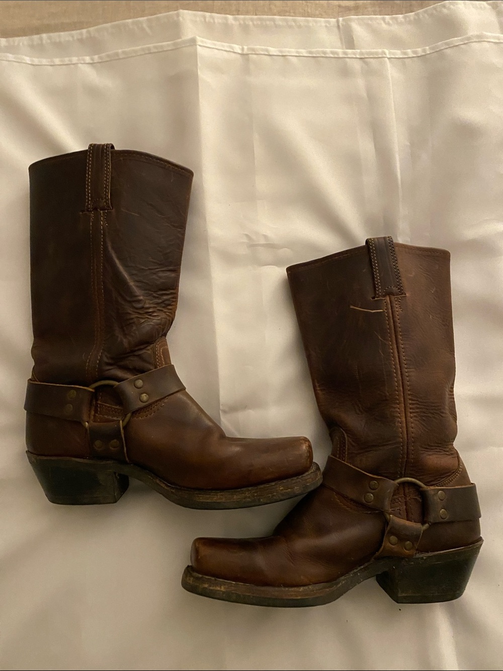 Frye Brown Leather Harness Moto Boots - Picture 2 of 10